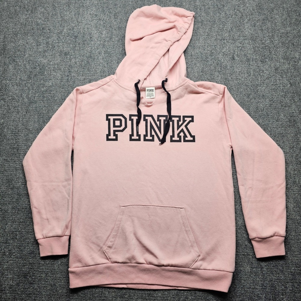 Pink Victoria's Secret Hoodie Small Pink Block Logo Pullover Sweatshirt Blush